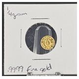 1/4 Gram Fine Gold Monarch Precious Metals Round