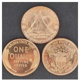 3 Oz. Fine Copper(3x 1 Oz. Rounds)