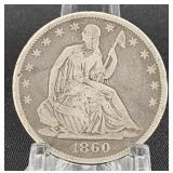 90% Silver 1860-O Seated Liberty Half Dollar