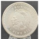 1 Oz. Fine Silver Round- Aztec Emperor, Calendar