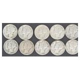 Mixed Dates Mercury Dimes(x10, 1916-1945)