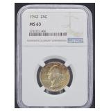 90% Silver 1942 MS63 Washington Quarter