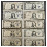 10x $1 Silver Certificates