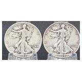 1942, 1944-S Walking Liberty Half Dollars(x2)