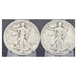1934-S, 1937 Walking Liberty Half Dollars(x2)