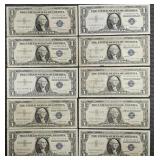 10x $1 Silver Certificates