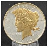 1922 Gold Highlighted Silver Peace Dollar