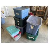 7 plastic storage totes (CONTENTS NOT INCLUDED)