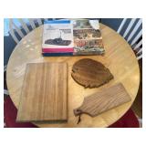 3 wooden cutting boards and carving board