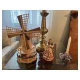Moving windmill, dancing figures, candle holder