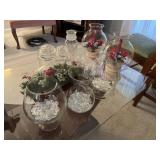 Glass vases w Christmas greenery