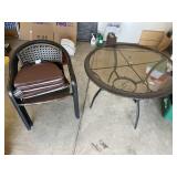 Glass top patio table w wicker style chairs
