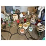 Large candle holder/oil lamp lot