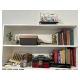 Desk contents bookends books misc