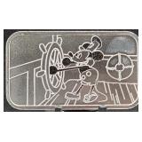 1 Oz. Fine Silver Steamboat Willie Commem. Bar