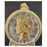 1922 Two-Toned Silver Peace Dollar Pendant