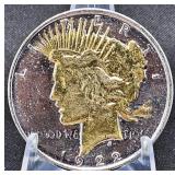 1922 Two-Toned Silver Peace Dollar