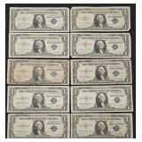 10x $1 Silver Certificates