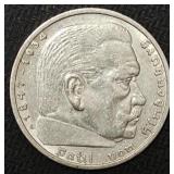 90% Silver 1936 5 Reichsmark Coin