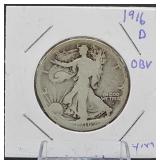 1916-D(Obverse Mint Mark) Walking Lib. Half Dollar