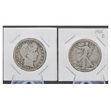 1913-S Barber, 1935-D Walking Lib Half Dollars