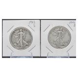1943-S, 1944-D Walking Liberty Half Dollars(x2)