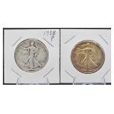 1938, 1945-D Walking Liberty Half Dollars
