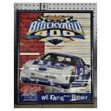 Framed/Mirrored Miller Racing Brickyard 400 Sign