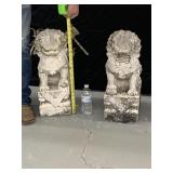 2 marble Foo dog statues 2ft tall  (very heavy)