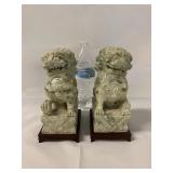 Foo dog carved Jade figures