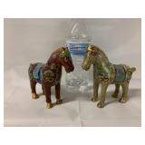 Pair of sm cloisonne horses