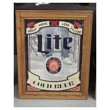 Miller Lite framed and mirrored sign