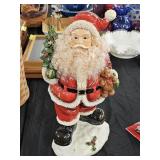 16 in. Tall ceramic soft bearded Santa statuette