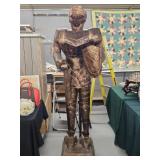 Bronze Colored Metal Knight, ~80 inches tall