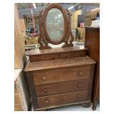 Vintage Wooden Dresser with Mirror