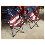 2 American flag folding lawn chairs