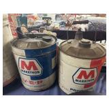 2 vintage marathon oil cans
