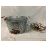 Galvanized Bucket & resin Antler Bowl