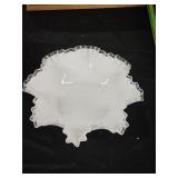 Silvercrest Milk Glass ruffled rim Dish