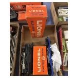 Flat of Lionel train items
