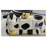 Cow Shaped Three Piece Cookie Jar Set