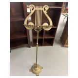 Antique Victorian Brass Ornate Lyre Harp Back