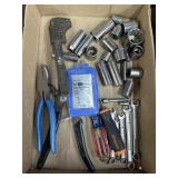 Assortment of sockets wrenches  screwdrivers