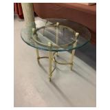 Vintage Glass and Brass End Table