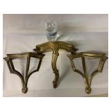 2 brass & 1 wooden shelfs