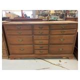 Vintage Wooden 9 Drawer Dresser