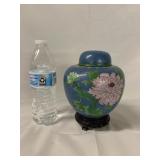 Vintage Cloisonnï¿½ Ginger jar w/wooden base