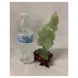 Vintage Jade Bird carving on wooden base