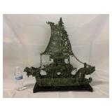 Vintage hand carved jade Dragon Boat