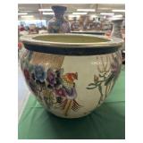 Large Chinese Porcelain Flower Koi Fish Bowl